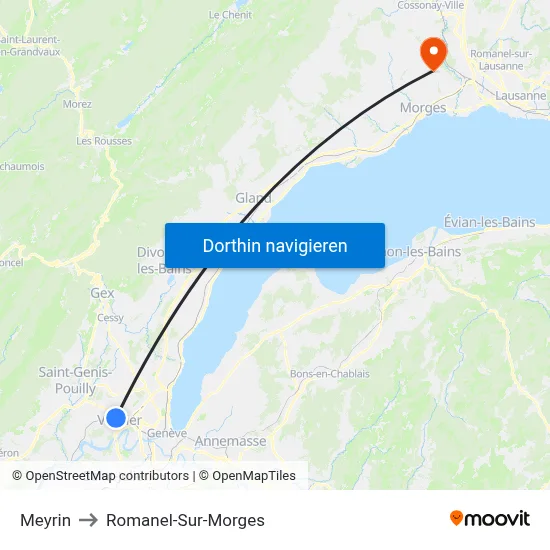 Meyrin to Romanel-Sur-Morges map