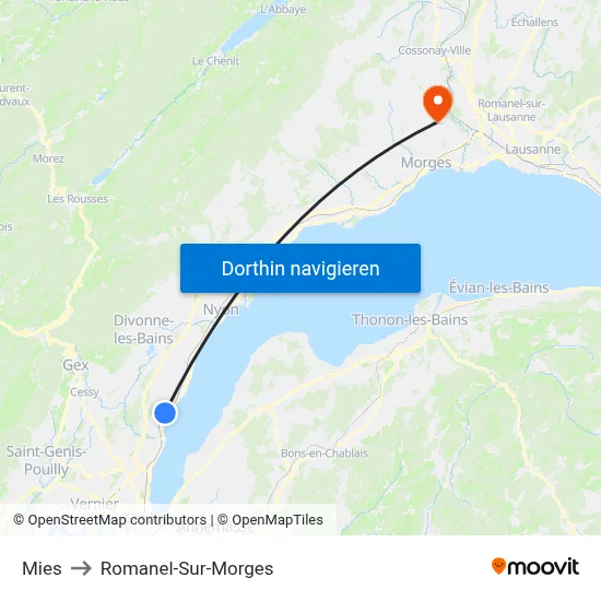 Mies to Romanel-Sur-Morges map