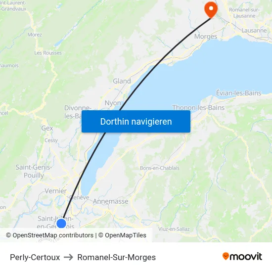 Perly-Certoux to Romanel-Sur-Morges map