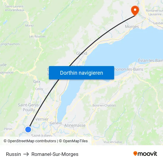 Russin to Romanel-Sur-Morges map