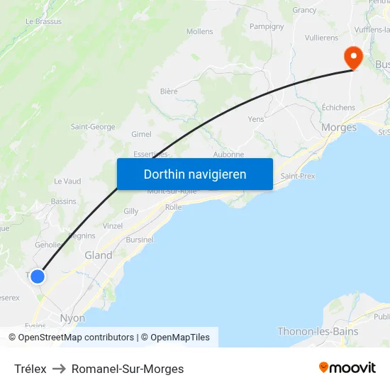 Trélex to Romanel-Sur-Morges map