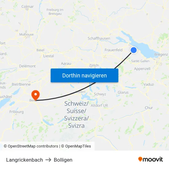 Langrickenbach to Bolligen map