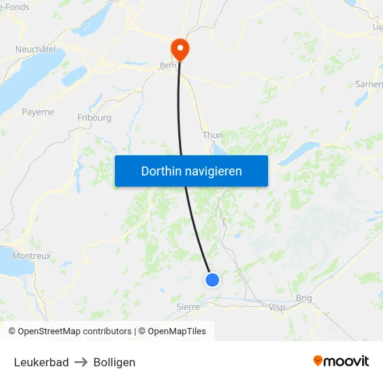 Leukerbad to Bolligen map