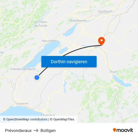 Prévondavaux to Bolligen map