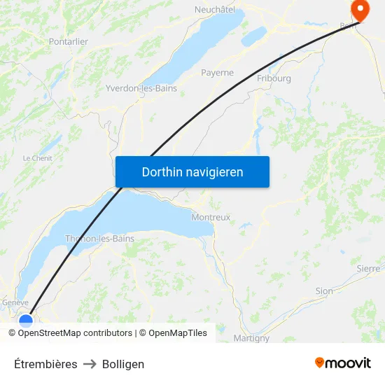 Étrembières to Bolligen map