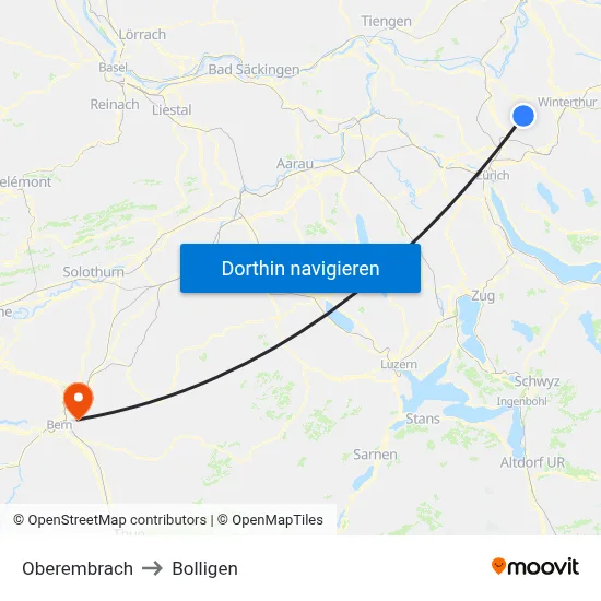 Oberembrach to Bolligen map