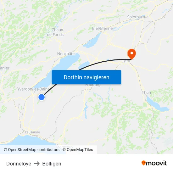 Donneloye to Bolligen map