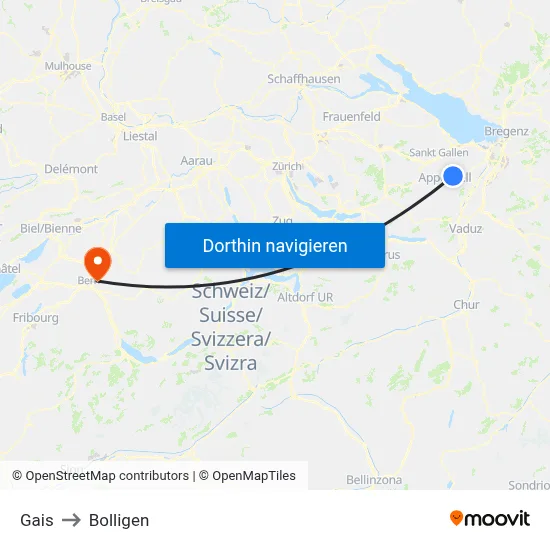 Gais to Bolligen map