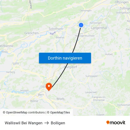 Walliswil Bei Wangen to Bolligen map