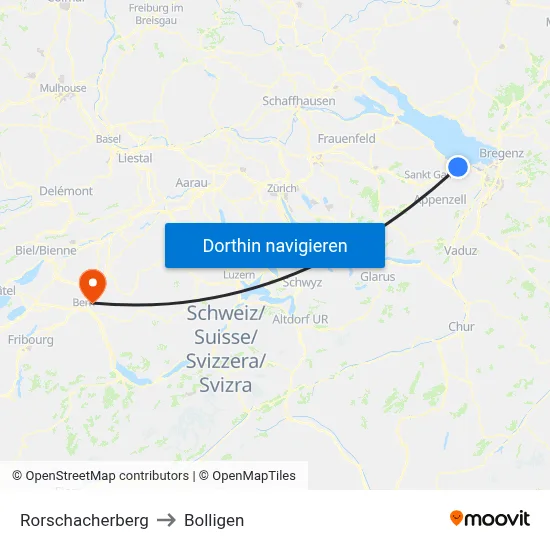 Rorschacherberg to Bolligen map