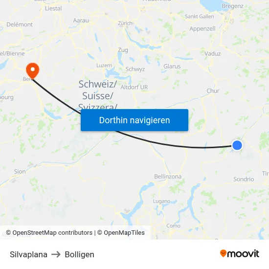 Silvaplana to Bolligen map