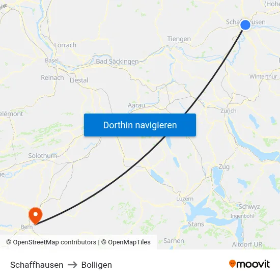 Schaffhausen to Bolligen map