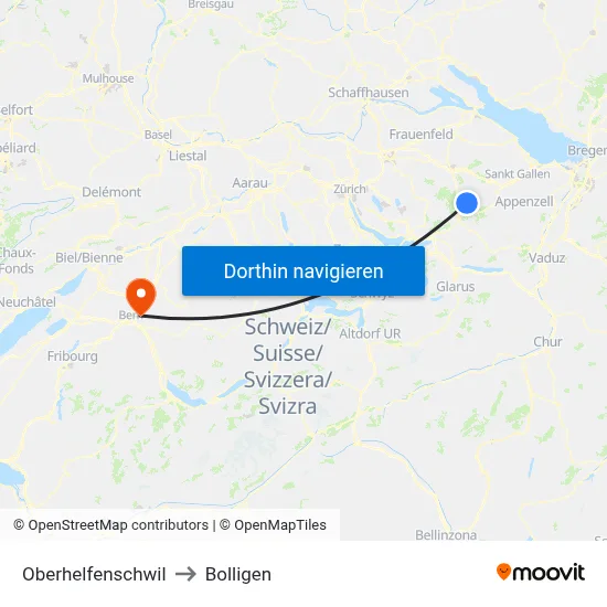 Oberhelfenschwil to Bolligen map