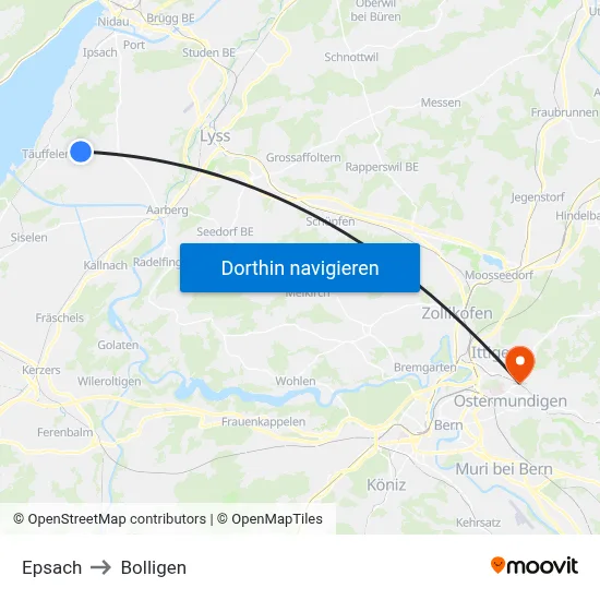 Epsach to Bolligen map