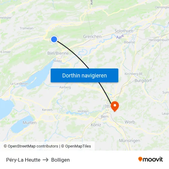 Péry-La Heutte to Bolligen map