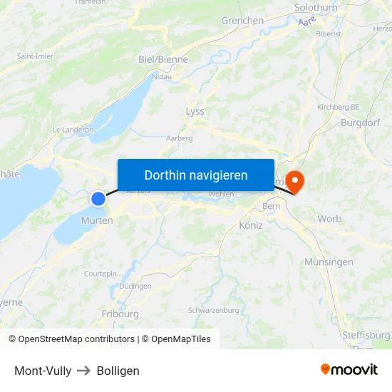 Mont-Vully to Bolligen map