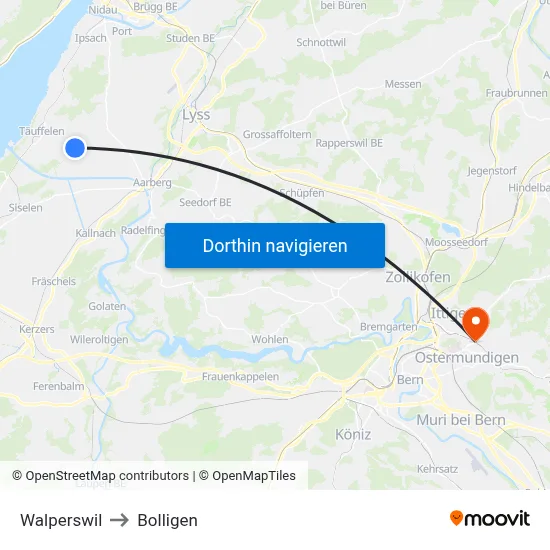 Walperswil to Bolligen map