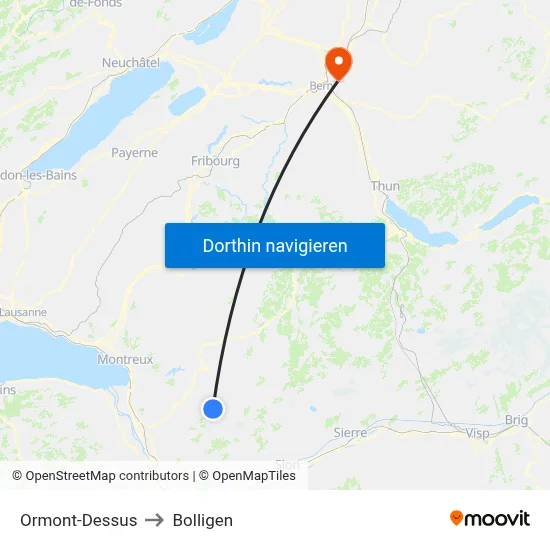 Ormont-Dessus to Bolligen map