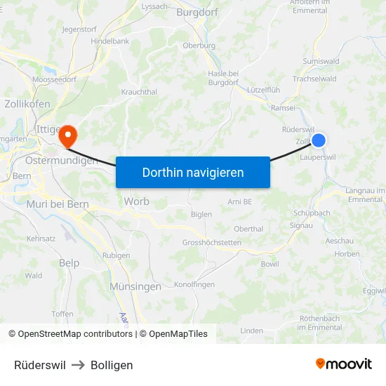 Rüderswil to Bolligen map