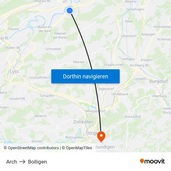 Arch to Bolligen map