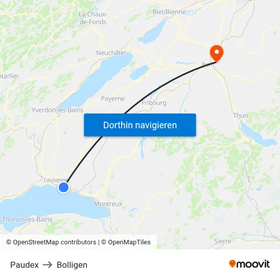 Paudex to Bolligen map