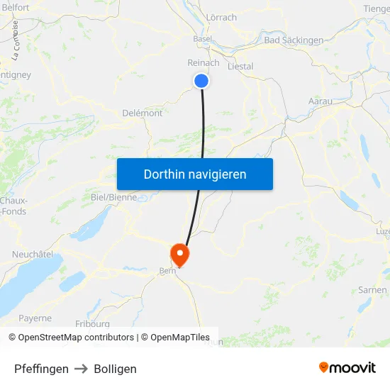 Pfeffingen to Bolligen map