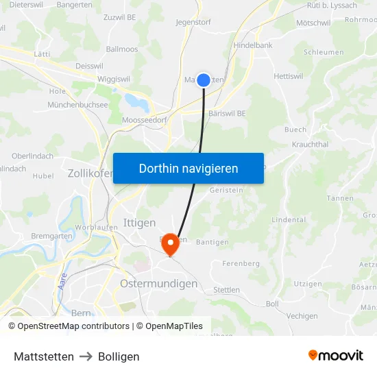 Mattstetten to Bolligen map