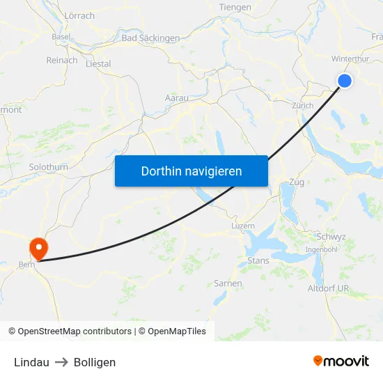 Lindau to Bolligen map