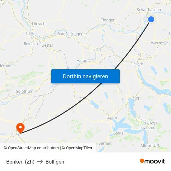 Benken (Zh) to Bolligen map