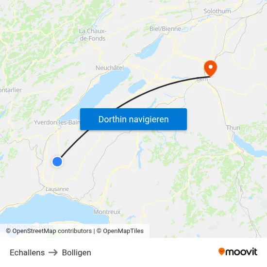 Echallens to Bolligen map
