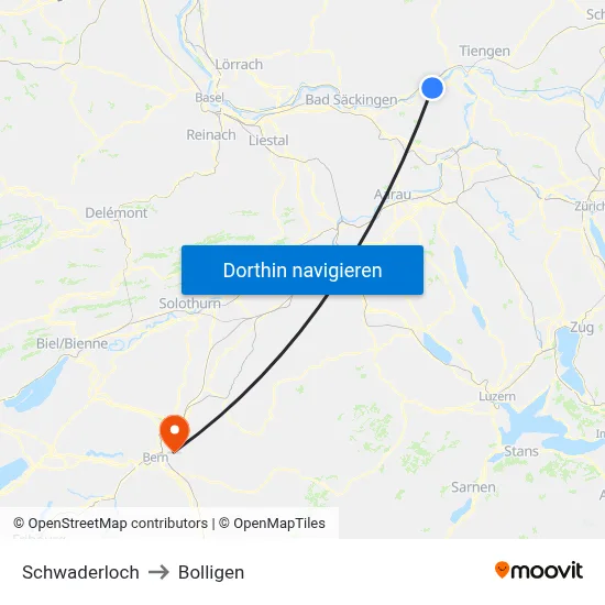 Schwaderloch to Bolligen map