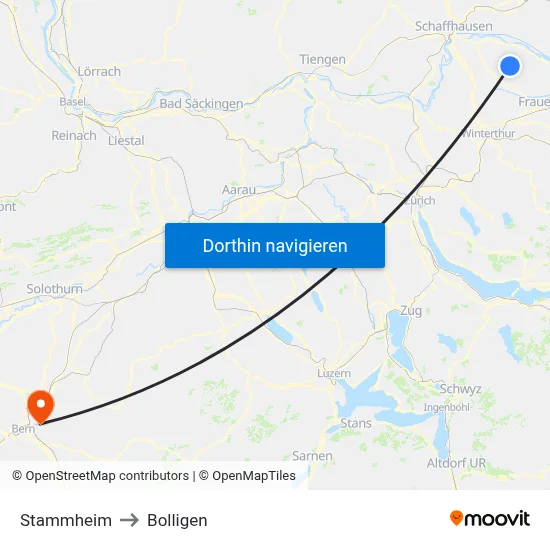 Stammheim to Bolligen map