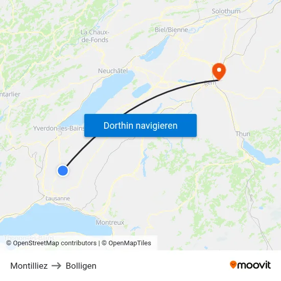 Montilliez to Bolligen map