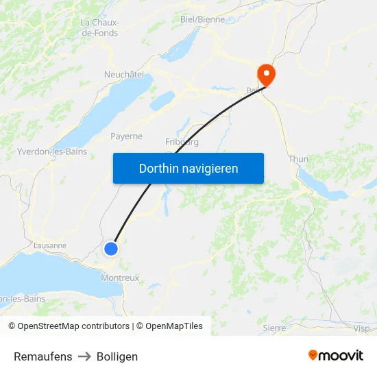 Remaufens to Bolligen map