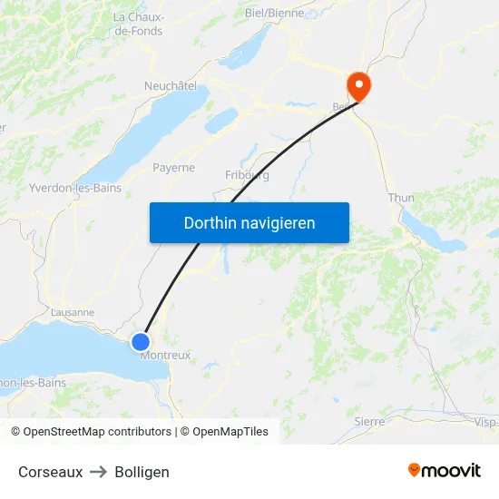 Corseaux to Bolligen map