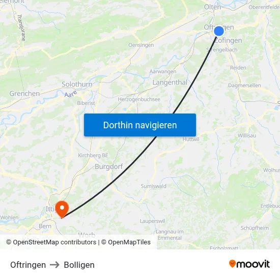 Oftringen to Bolligen map