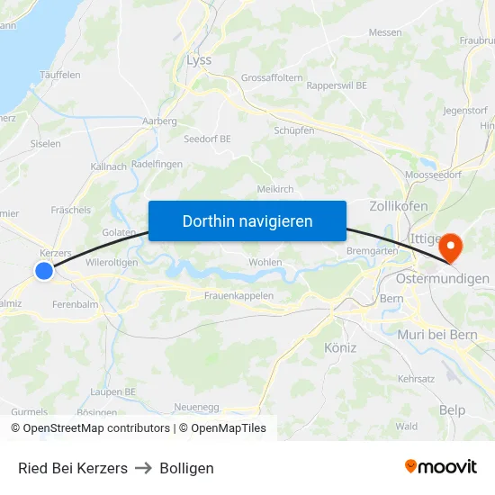 Ried Bei Kerzers to Bolligen map