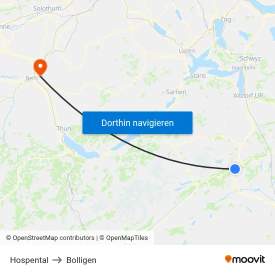 Hospental to Bolligen map