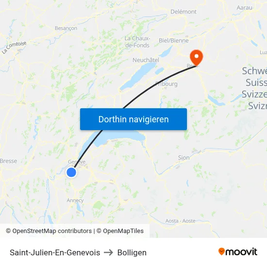 Saint-Julien-En-Genevois to Bolligen map