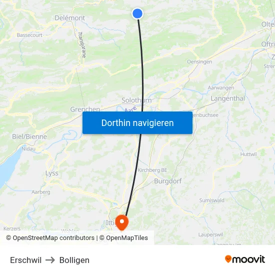 Erschwil to Bolligen map