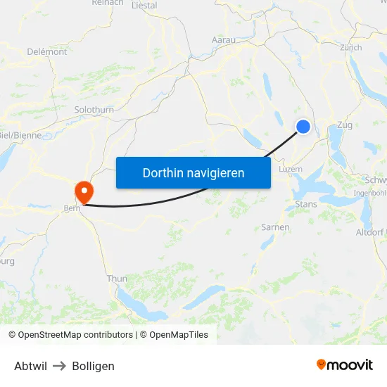 Abtwil to Bolligen map