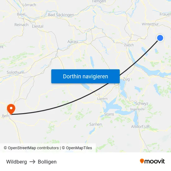 Wildberg to Bolligen map