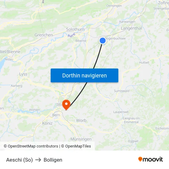 Aeschi (So) to Bolligen map