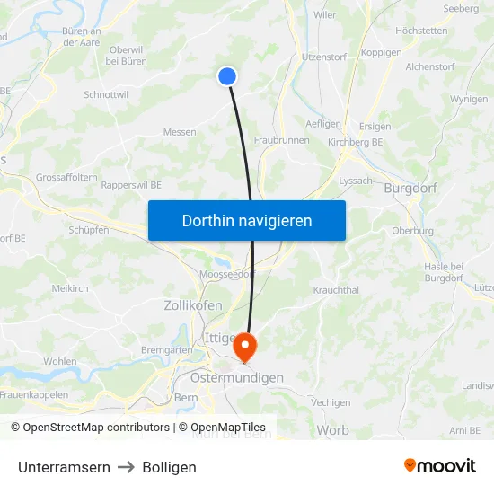 Unterramsern to Bolligen map