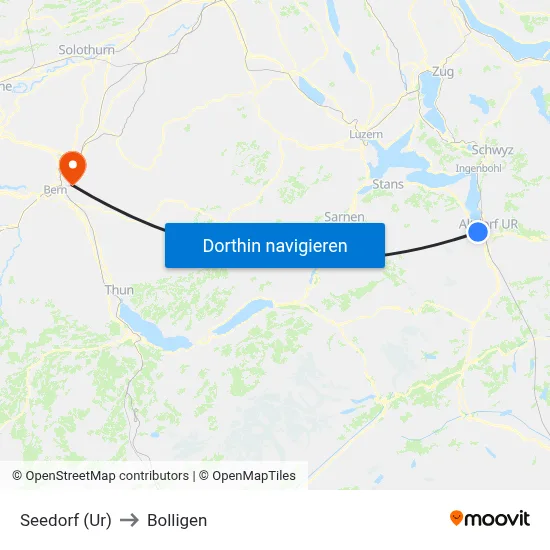 Seedorf (Ur) to Bolligen map