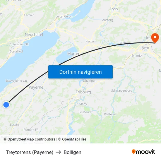 Treytorrens (Payerne) to Bolligen map