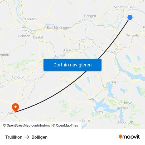 Trüllikon to Bolligen map