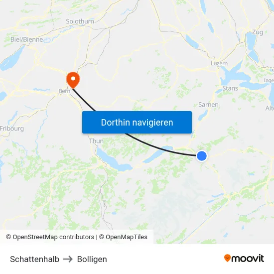 Schattenhalb to Bolligen map