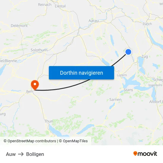 Auw to Bolligen map