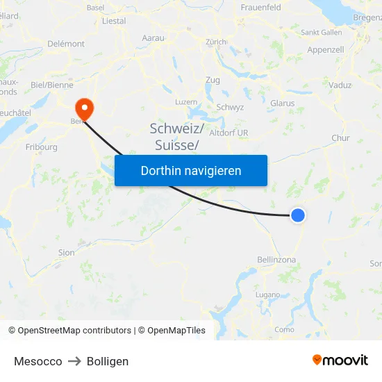Mesocco to Bolligen map